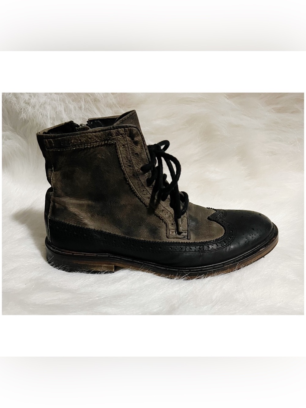 All Saints Men’s Boots Brogue Leather Brown Black Size 41/10